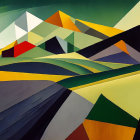 Geometric Landscape: Rolling Hills & Facet Mountains