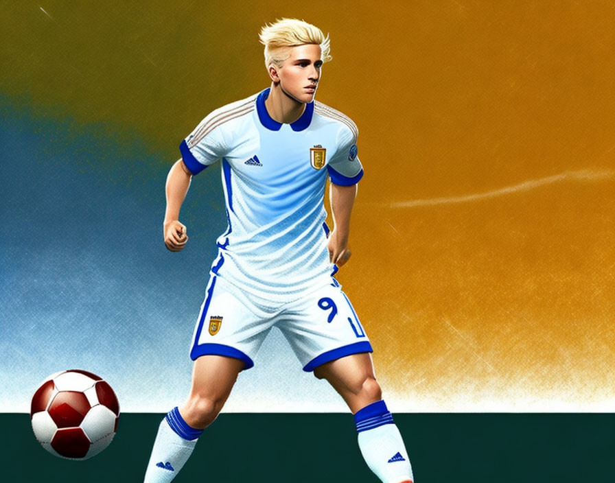 Blonde Ponytail Female Soccer Player Dribbling Ball