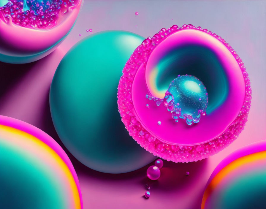 Vibrant iridescent spheres on gradient background