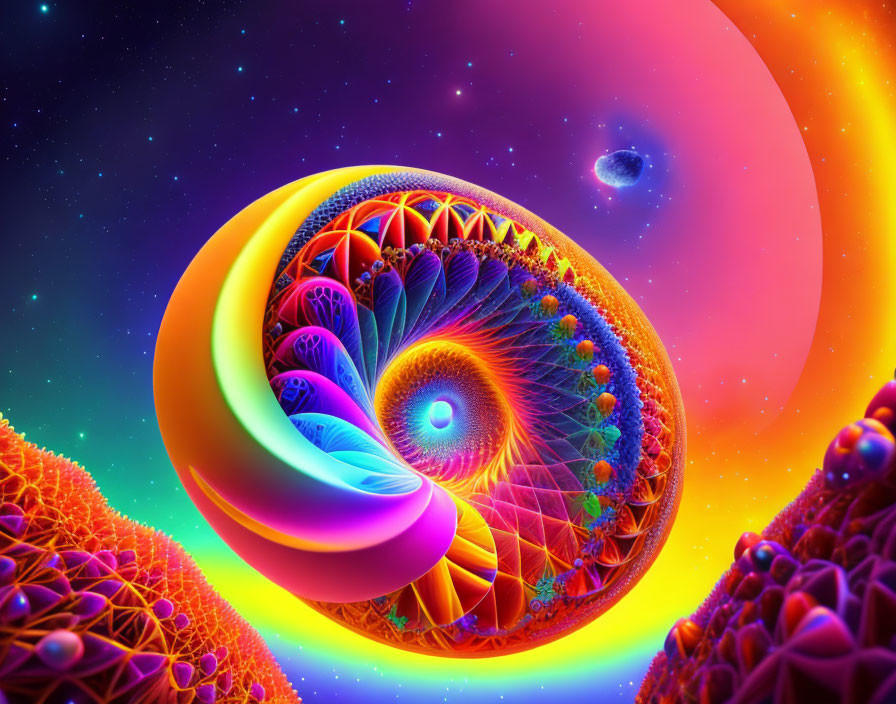 Colorful Psychedelic Fractal Art: Vibrant Swirling Patterns & Cosmic Colors