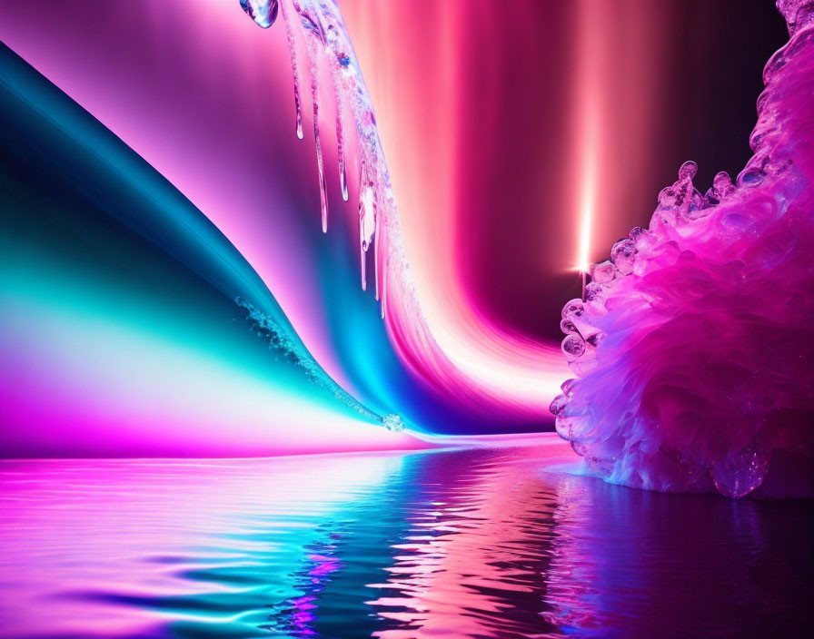 Colorful Abstract Digital Art: Pink, Blue, and Purple Fluid Shapes