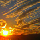 Golden fractal tree against stylized sunset: a blend of natural and mathematical beauty