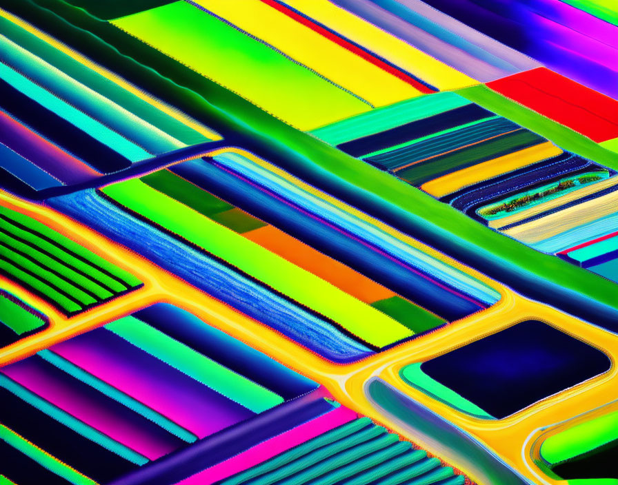 Neon-colored abstract digital art with vibrant patterns