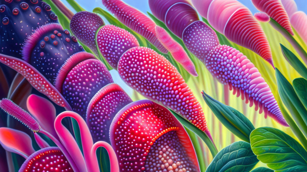 Colorful surreal artwork of alien plant-inspired landscape