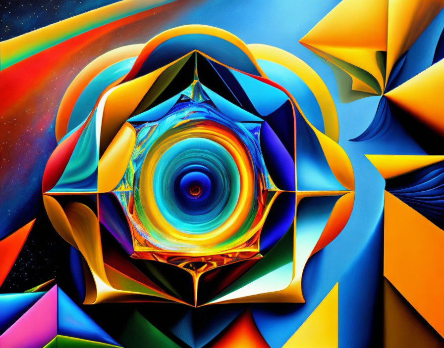 Colorful Geometric Abstract Art with Multi-Dimensional Shape