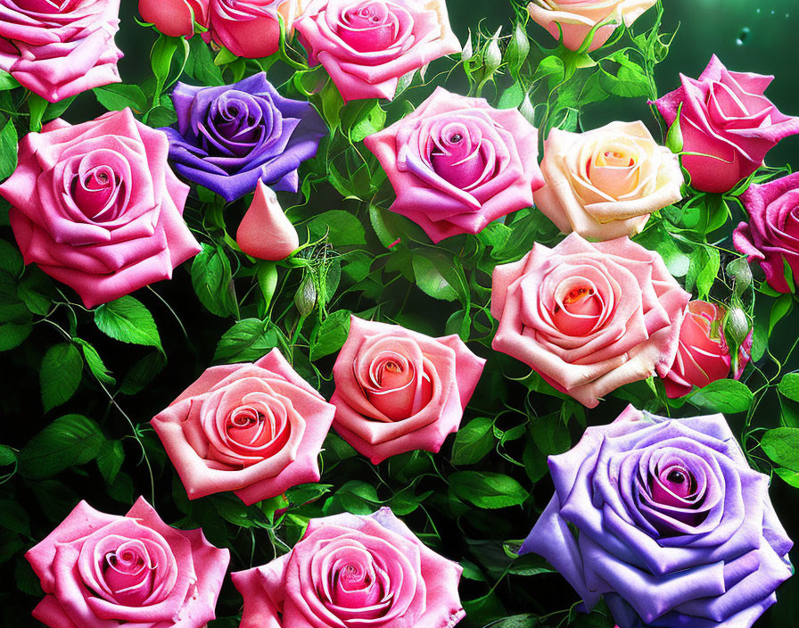 Colorful Rose Collection in Pink, Purple, and Peach Shades