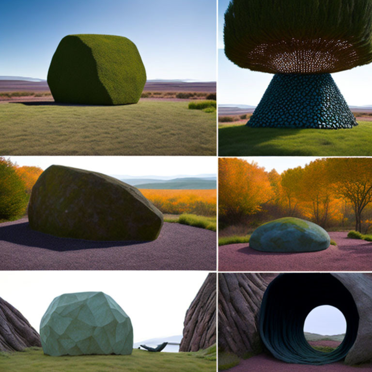 Rocks and Artistic Sculptures in Outdoor Settings