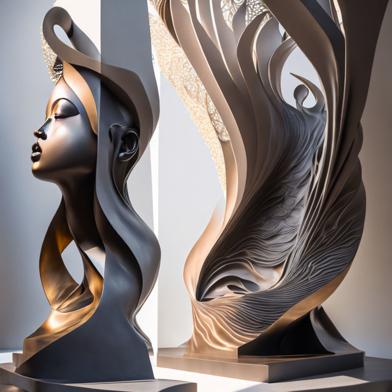 Abstract Stylized Female Figure Sculpture with Elongated Forms