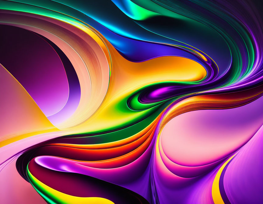 Colorful Abstract Swirls in Purple, Pink, Green & Orange