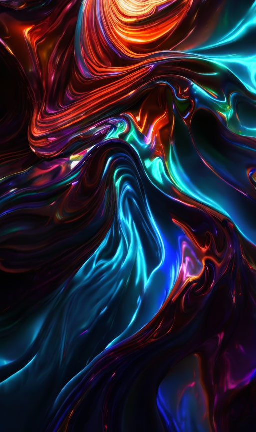 Colorful Abstract Digital Artwork with Swirling Red, Blue, and Purple Patterns