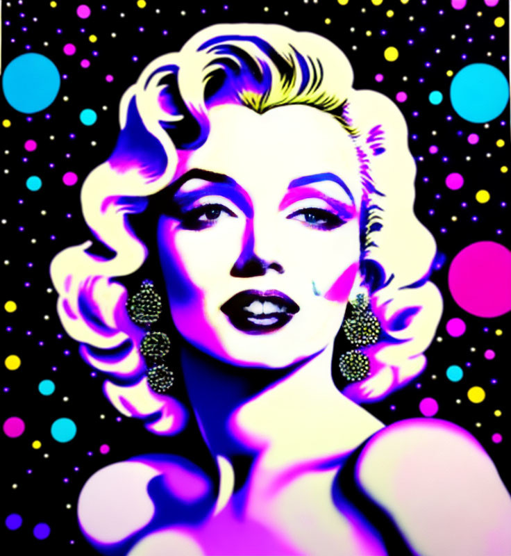 Vibrant pop art portrait of a blonde woman with bold lipstick