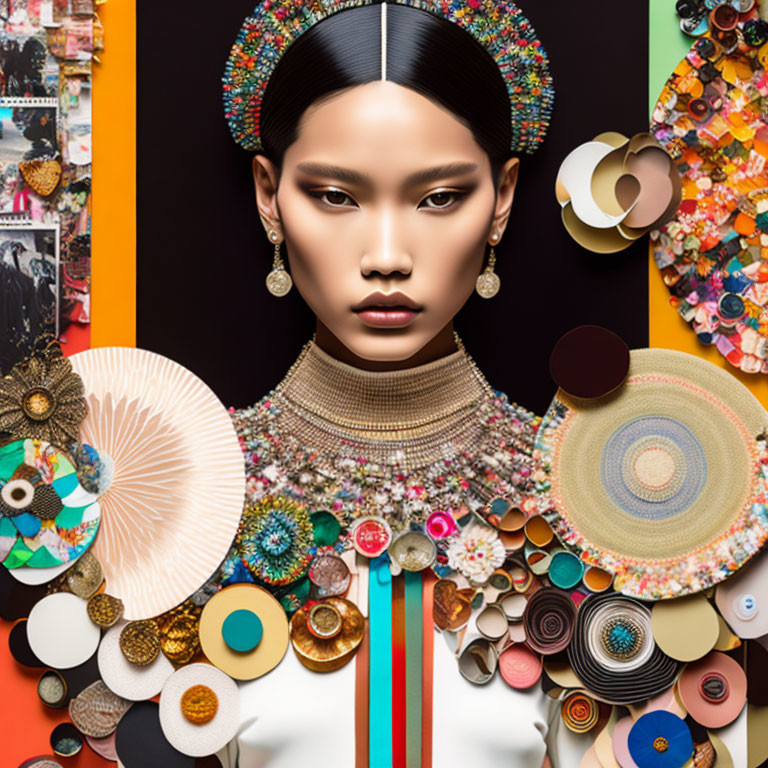 Colorful Montage Featuring Woman with Striking Makeup