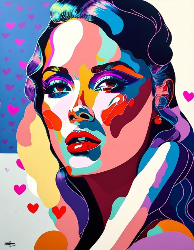 Vibrant Pop Art Portrait of Woman with Colorful Hues