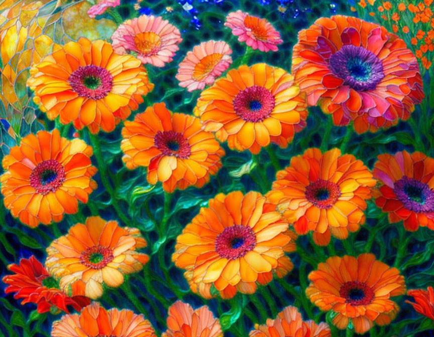 Colorful Gerbera Flowers with Greenery and Floral Background