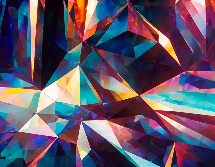 Colorful Abstract Art: Geometric Shapes Resemble Kaleidoscopic Gemstone