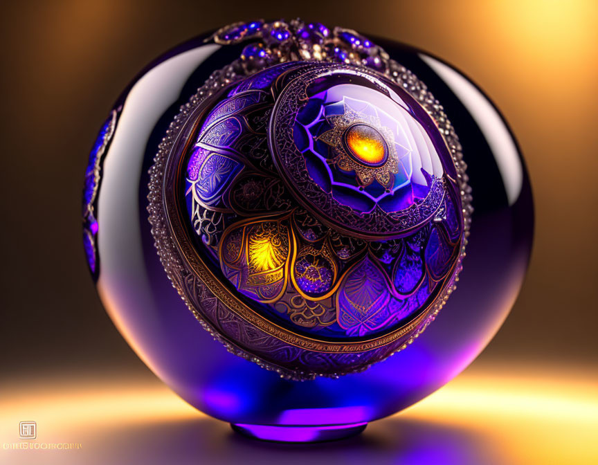 Intricate purple and gold spherical object with glowing elements