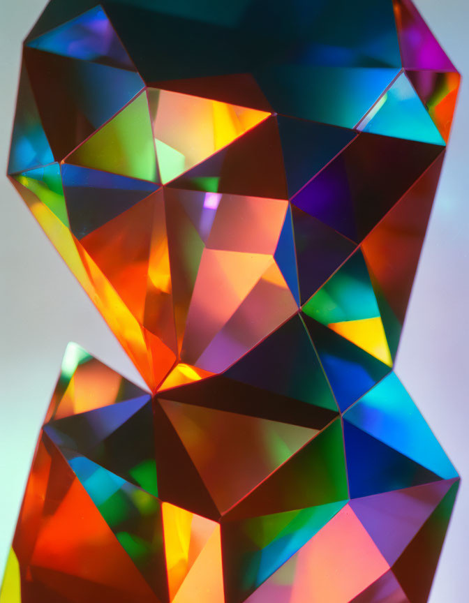 Vibrant Geometric Sculpture with Reflective Surfaces