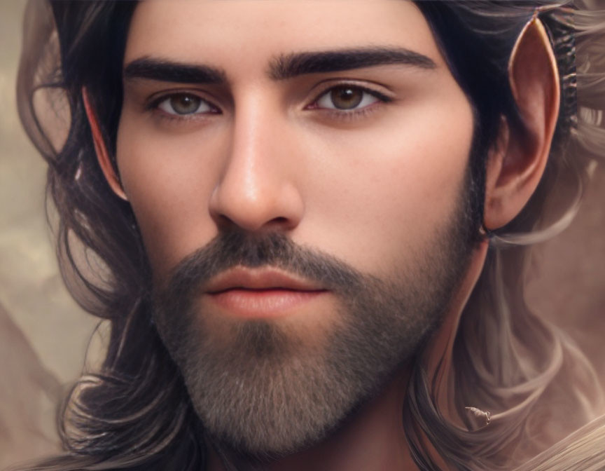 Fantasy Male Character with Sharp Features and Elven Heritage