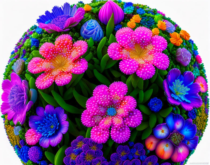 Colorful Floral Arrangement with Pink, Blue, and Purple Flowers