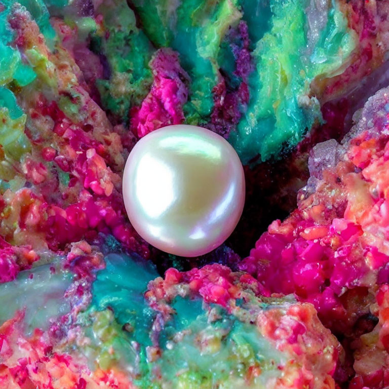 Multicolored Geode with Lustrous Pearl Inside