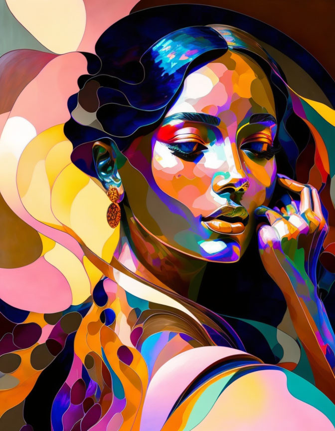 Colorful Abstract Digital Art of Woman with Rich Hues