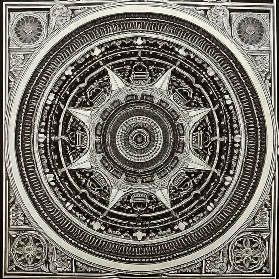 Intricate Black and White Mandala Design