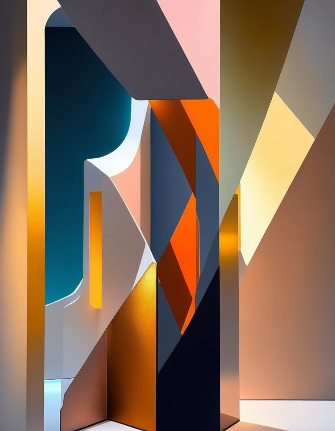 Geometric Shapes in Warm Oranges and Cool Blues