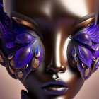 Golden Butterfly Design Face Mask in Vibrant Blue and Purple Shades