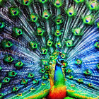 Colorful Peacock with Iridescent Feathers