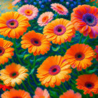 Colorful Gerbera Flowers with Greenery and Floral Background