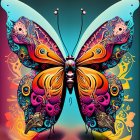 Colorful Jewel-Encrusted Butterfly on Gradient Background