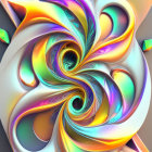 Vibrant Swirled Sculpture in Iridescent Orange, Blue, and Purple