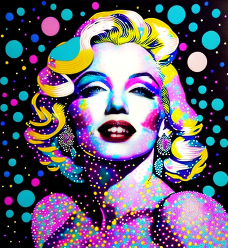 Vibrant pop art portrait of a woman with blonde hair