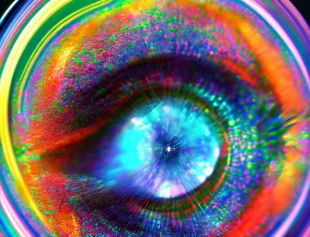 Close-up Human Eye with Psychedelic Swirl of Colors