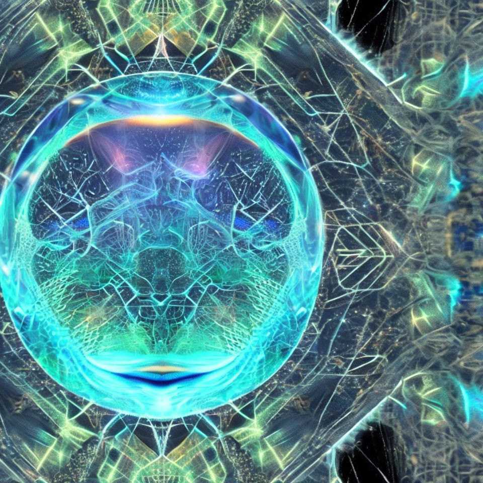 Luminescent orb with cosmic energy on fractal background