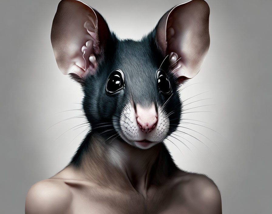 Anthropomorphic mouse digital artwork with large ears and pensive expression