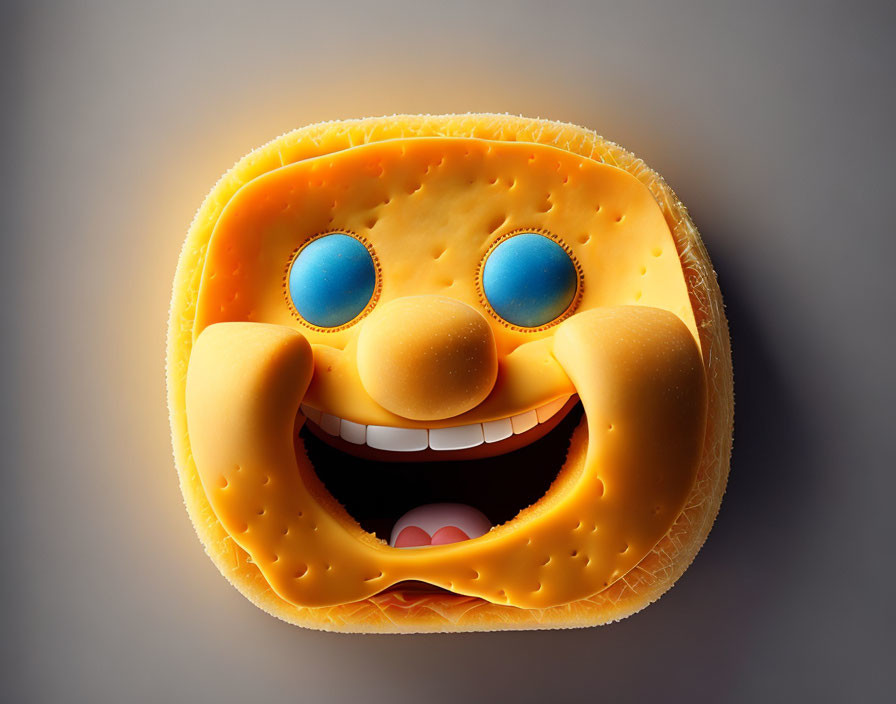 Exaggerated SpongeBob SquarePants with Textured Surface