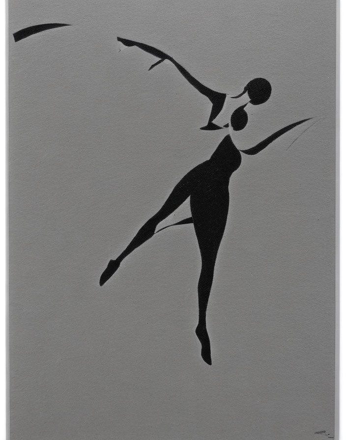 Graceful ballet dancer silhouette in dynamic pose against grey background