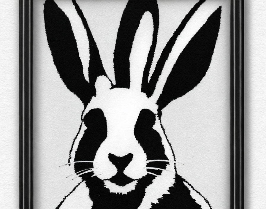 Monochromatic rabbit portrait with striking features