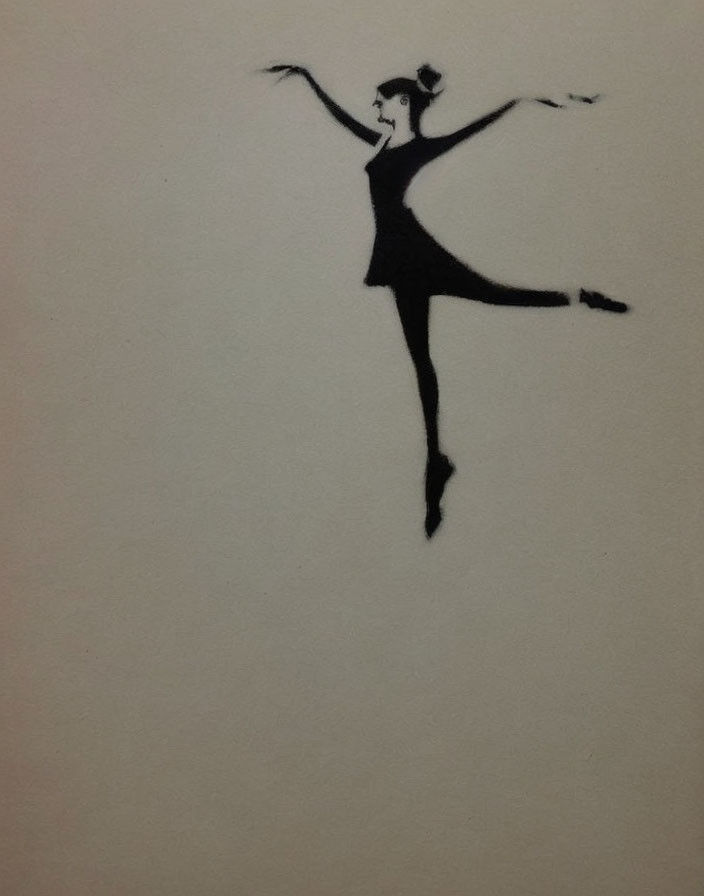 Minimalist Ballerina Silhouette Wall Painting in Black and Light Background