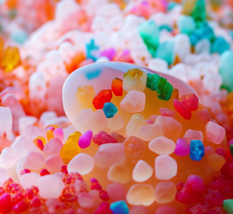 Vibrant gummy candies and sugary treats in assorted shapes and sizes