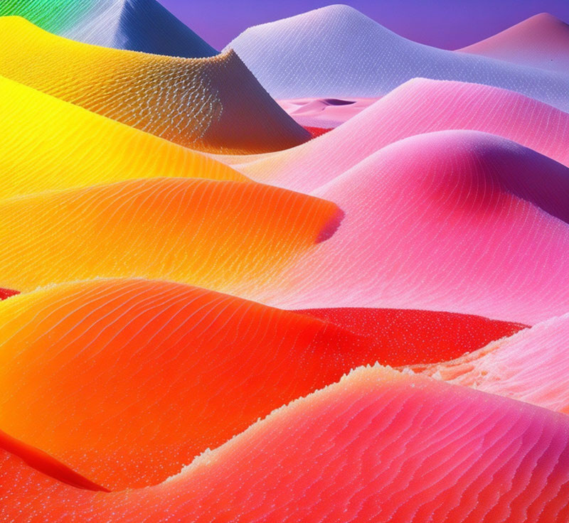 Multicolored Sand Dunes Under Gradient Sky: Abstract Landscape View