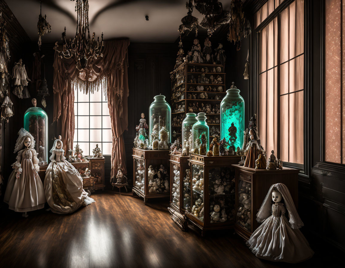 Vintage Room Filled with Elaborate Doll Collections