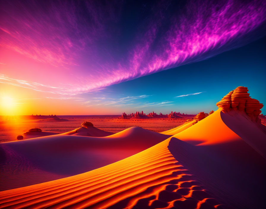 Dramatic Purple Clouds at Sunset Over Sand Dunes