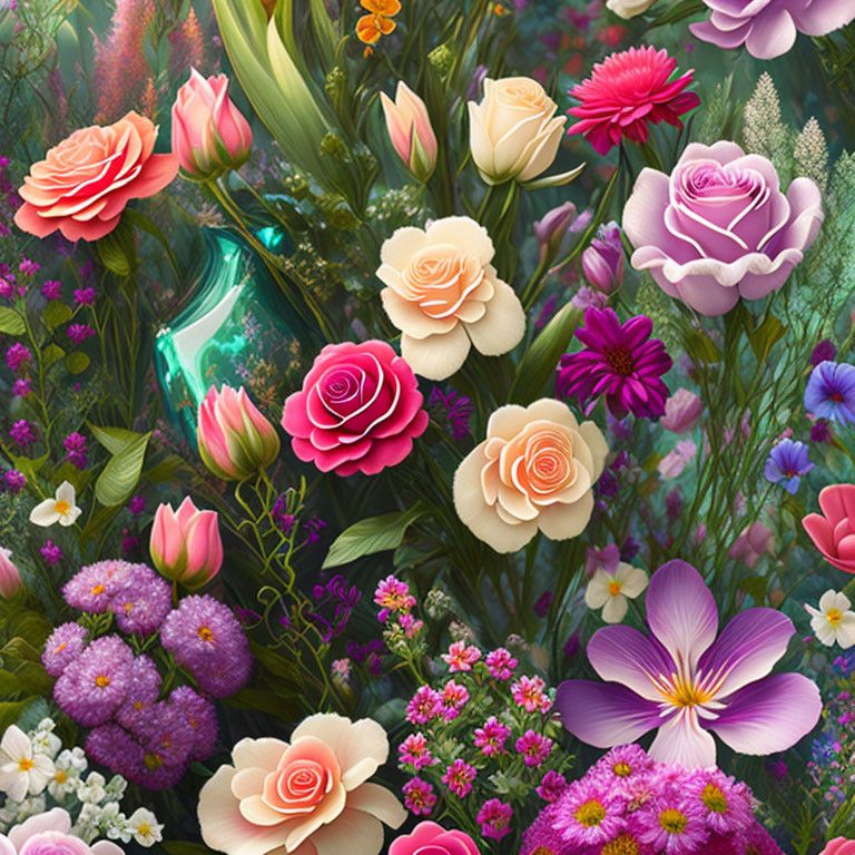 Assortment of Colorful Flowers in Vibrant Floral Scene