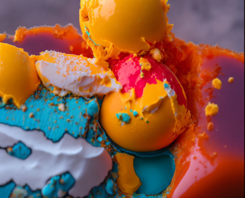 Colorful Macro Photography of Crushed Objects in Orange and Blue