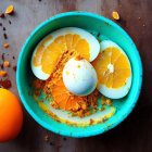 Colorful Cake Resembling Sunny Side Up Egg with Oranges