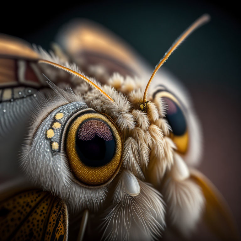 Detailed View of Butterfly's Compound Eyes and Antennae