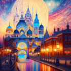 Magical Arabian Nights Cityscape with Moon and Boat