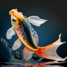 Colorful Goldfish Leaping with Detailed Scales and Fins